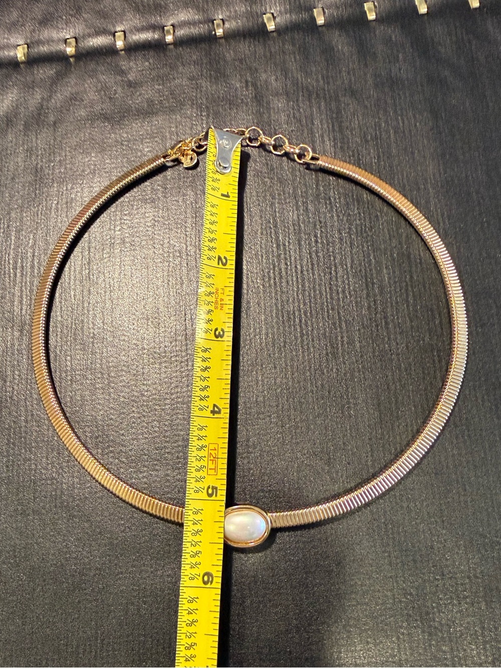Vintage Christian Dior Gold Tone Snake Chain Necklace w/ Faux Pearl Accent - Picture 11 of 14